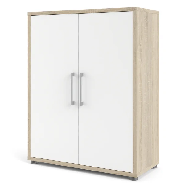 Prisme Aktenschrank mit 2 Türen Eiche Dekor, weiss