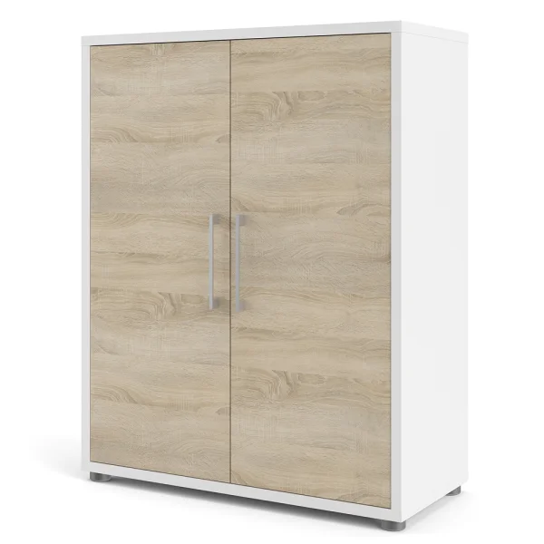 Prisme Aktenschrank mit 2 Türen weiss, Eiche Dekor