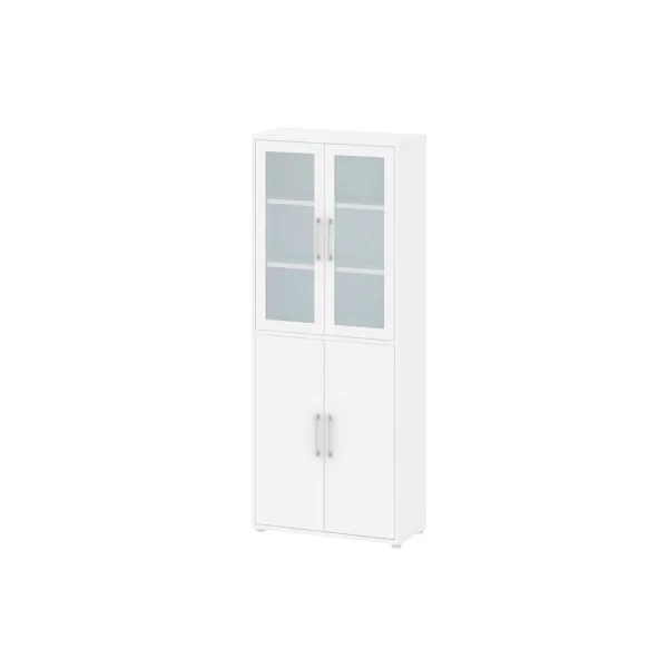 Prisme Büro Aufbewahrung 2 Glastüren, 2 Türen weiss.
