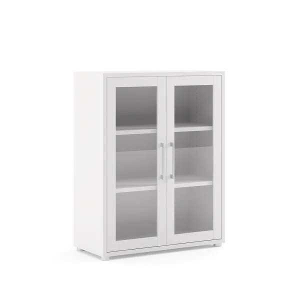Prisme Büro Aufbewahrung 2 Glastüren. Weiss.