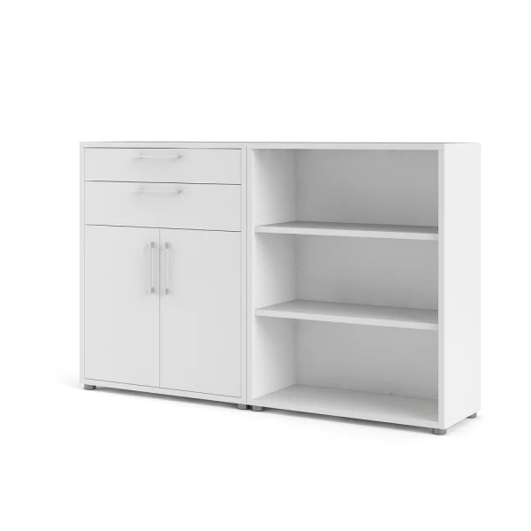 Prisme Büroregal 2 Schubladen, 2 Türen und 2 Ablagen weiss