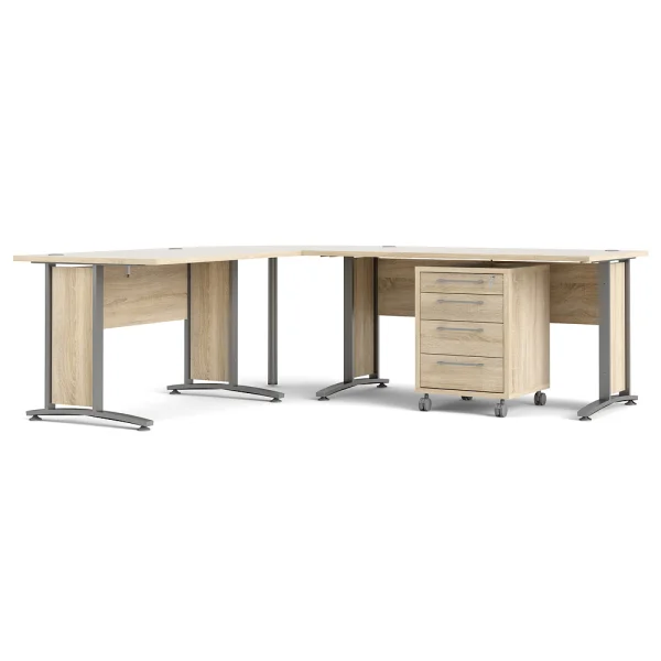 Prisme Eckschreibtisch 305 mit Rollcontainer Eiche Dekor
