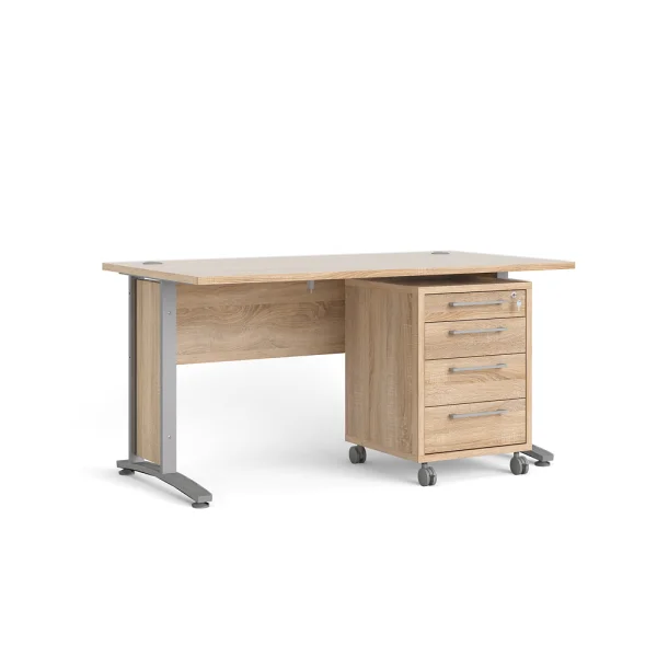 Prisme Schreibtisch mit Rollcontainer Eiche Dekor