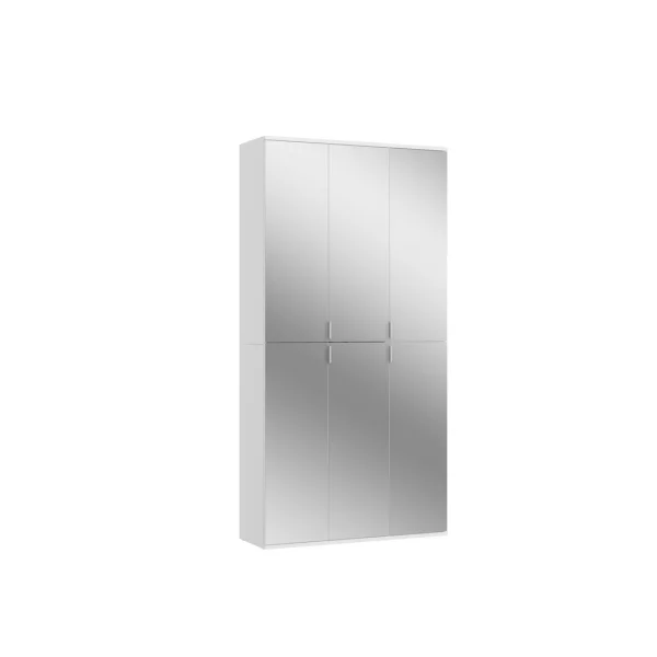 ProjektX Kleiderschrank 6 Türen weiß, Spiegel.
