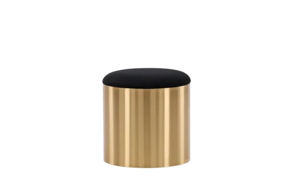 Puff Pouf, Hocker Ø45cm Velour schwarz, Messing.