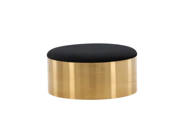 Puff Pouf, Hocker Ø75cm Velour schwarz, Messing.