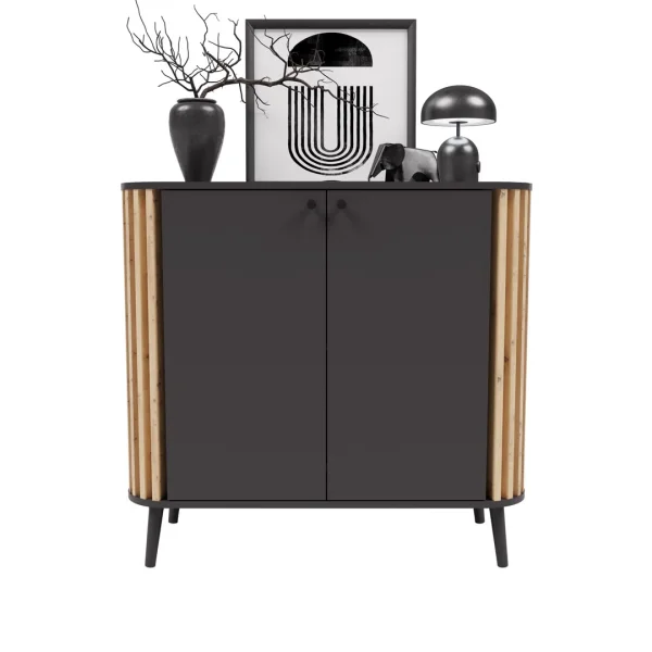 Pure Sideboard 2 Türen grau,Eiche dekor.