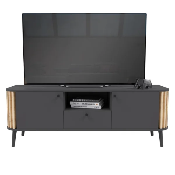 Pure TV Tisch 2 Türen, 1 Schublade, 1 Ablage grau,Eiche dekor.