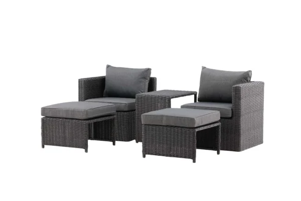 Quad Lounge-Set 5 Teile schwarz.