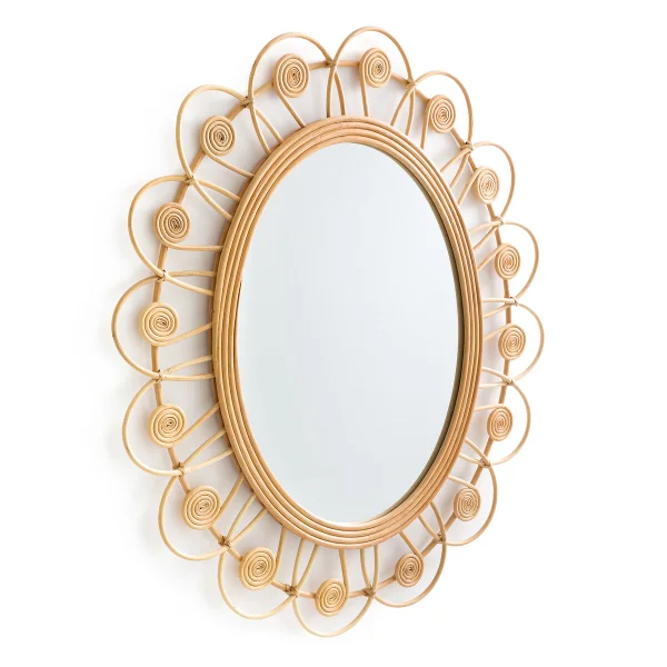 Rattanspiegel Ramza In Blumenform, H93 Cm