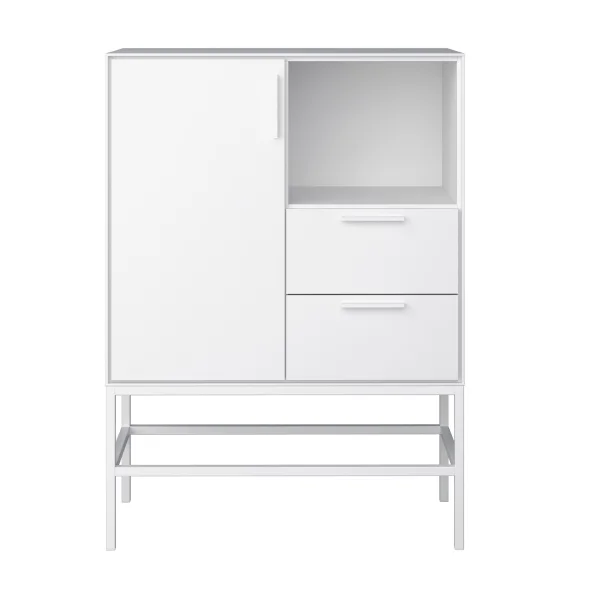 Ravn Sideboard 1 Tür und 2 Schubladen, weisslackiert, Metallgestell weiss.