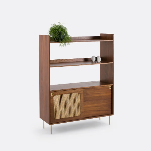 Regal Redpop, Nussbaumfurnier Und Rattan