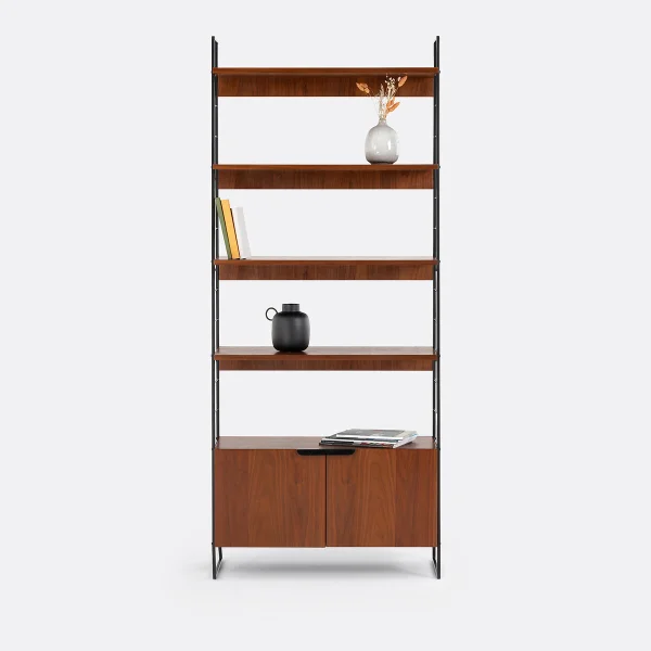 Regal Watford, Stahl Und Nussbaumfurnier, Höhe 190 Cm