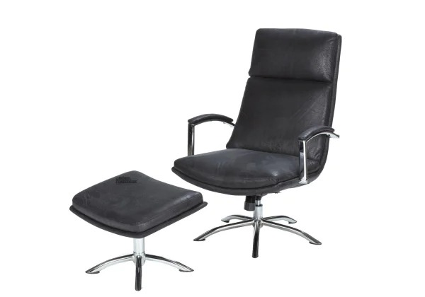 Relaxsessel schwarz Microfaserbezug - Hocker - FINN