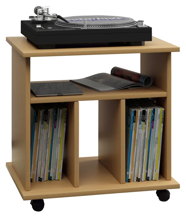Retal Regal retro für LP Platten Rack 4 Regale Buche dekor.