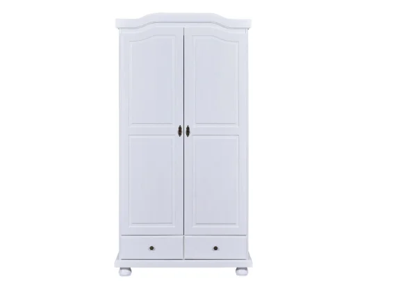 Reusal Kleiderschrank 2 Türen, 2 Schubladen, weiss.