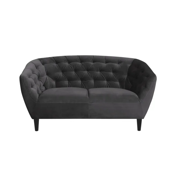 Rian 2 Personen Sofa dunkelgrau mit schwarzen Beinen.