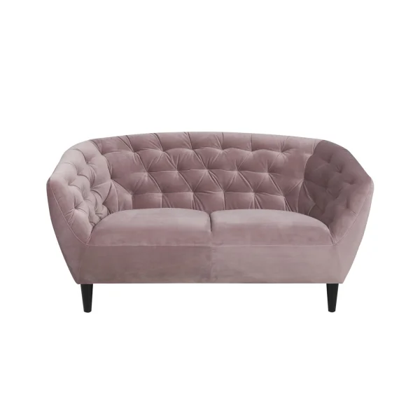 Rian 2 Personen Sofa rosa mit schwarzen Beinen.