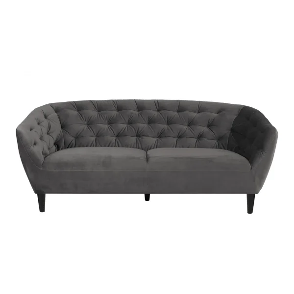 Rian 3 Personen Sofa dunkelgrau mit schwarzen Beinen.