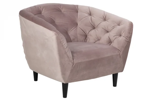 Rian Sessel in rosa mit schwarzen Beinen.