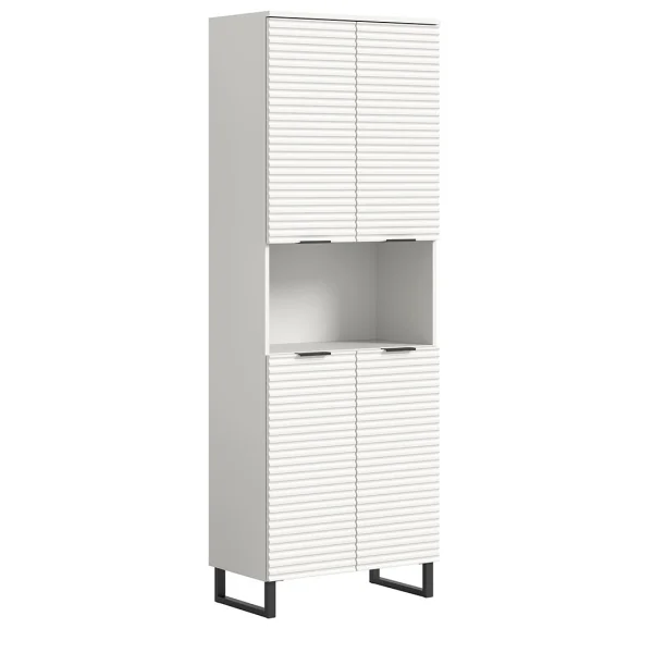 Riff Hochschrank Bad 4 Türen 1 Fach weiß.