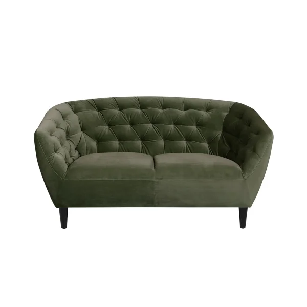 Rita Sofa 2 Personen tannengrün, Gummibaum schwarz.