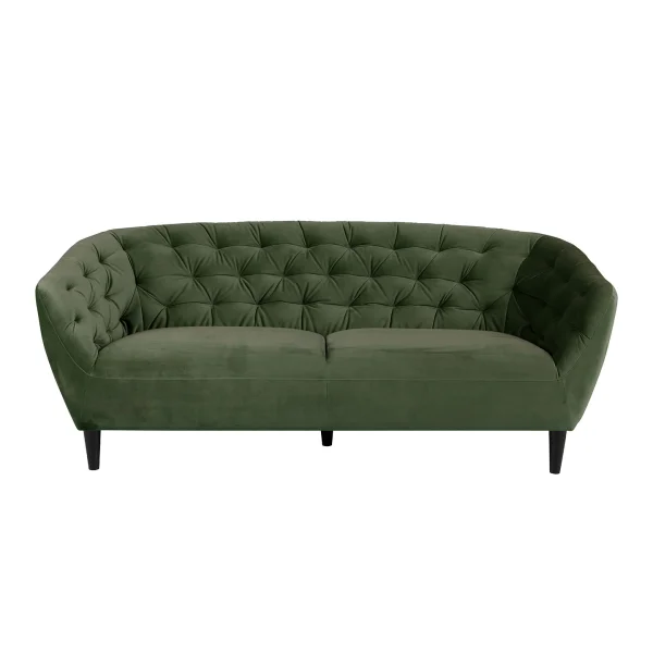 Rita Sofa 3 Personen tannengrün, Gummibaum schwarz.