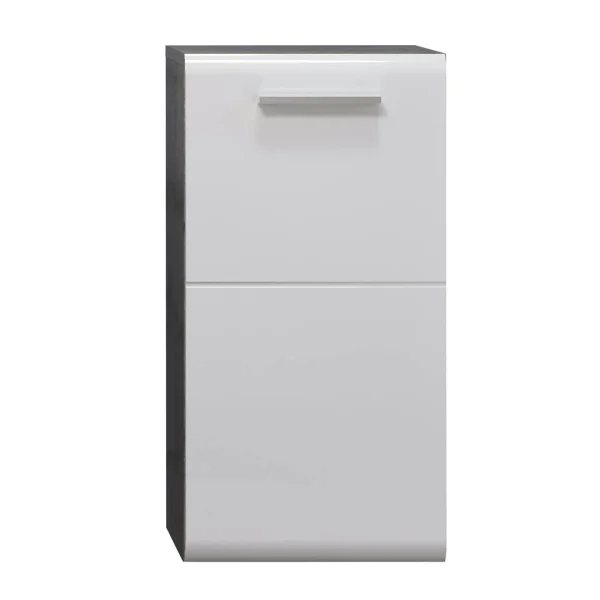 Riva B Badschrank Wandaufhang, 1 Tür, weiß Hochglanz, grau.