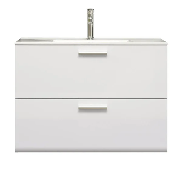 Riva Waschbeckenunterschrank 2 Schubladen, weiß Hochglanz, grau.