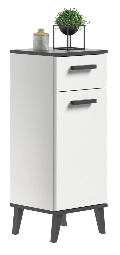 Rocket Badschrank 1 Tür, 1 Schublade weiß,grau.
