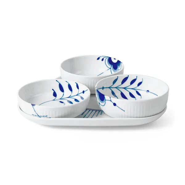 Royal Copenhagen Blue Fluted Mega Servierset 4 Teile Blau-Weiß