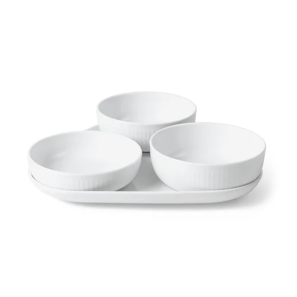 Royal Copenhagen White Fluted Servierset 4 Teile Weiß