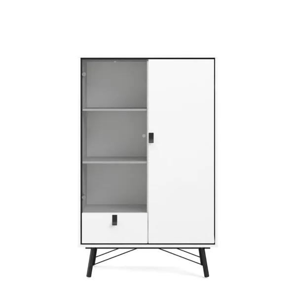 Rye Vitrinenschrank 1 Glastür, 1 Tür, 1 Schublade mattweiss.