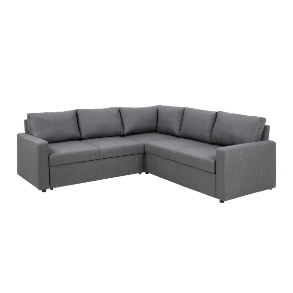 Sacramento Ecksofa versteckte Aufbewahrung und ausziehbares Bett grau.