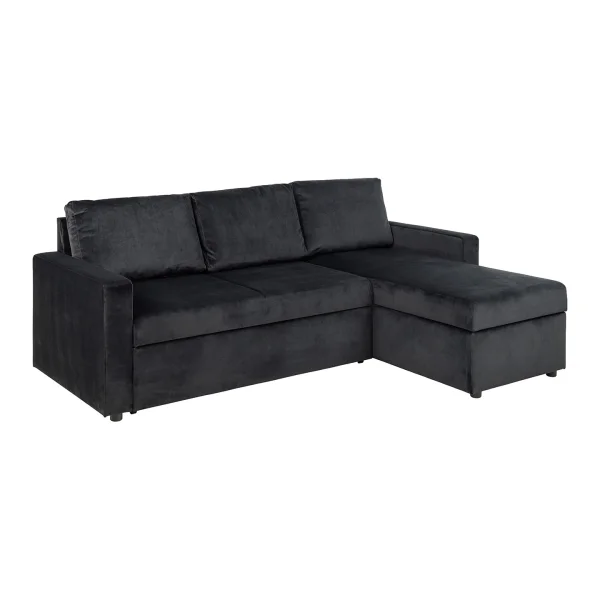 Sacramento Schlafsofa Chaiselong wendbar, versteckte Aufbewahrung und ausziehbares Bett antracitgrau.