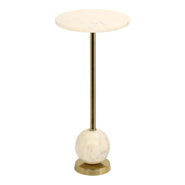 Salo Couchtisch , Ecktisch Ø25cm Marmor Messing, Marmor.