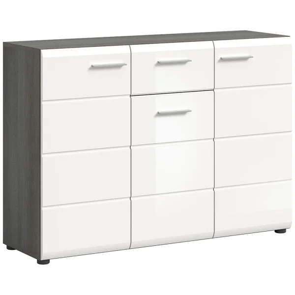 Salsa Sideboard 1 Schublade 3 Türen weiß Hochglanz.