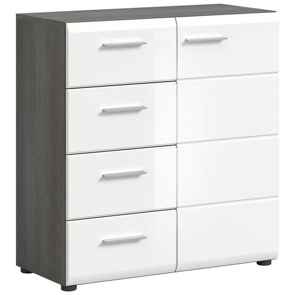 Salsa Sideboard 4 Schubladen 1 Tür weiß Hochglanz.