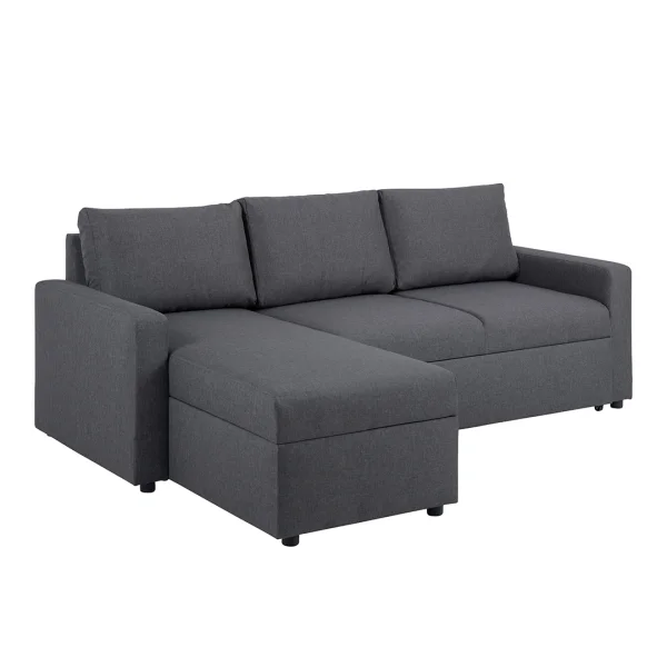 Sander Schlafsofa mit Ottomane, Aufbewahrung und Auszug grau.