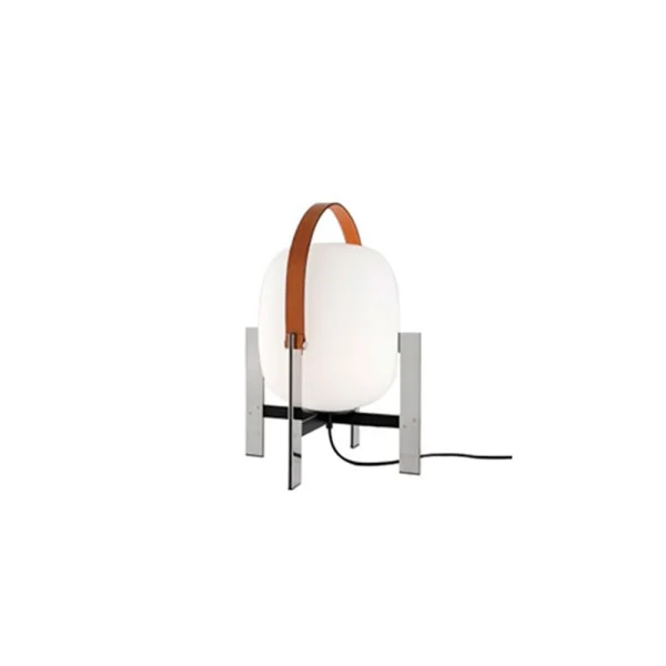 Santa & Cole - Cesta Metálica Tischleuchte w/Handle Stainless Steel/White Opal Glass Santa &