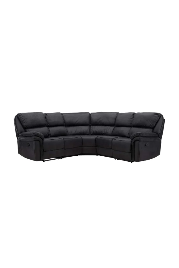 Saranda Ecksofa, elektrischer Recliner mit Fußstütze schwarz.