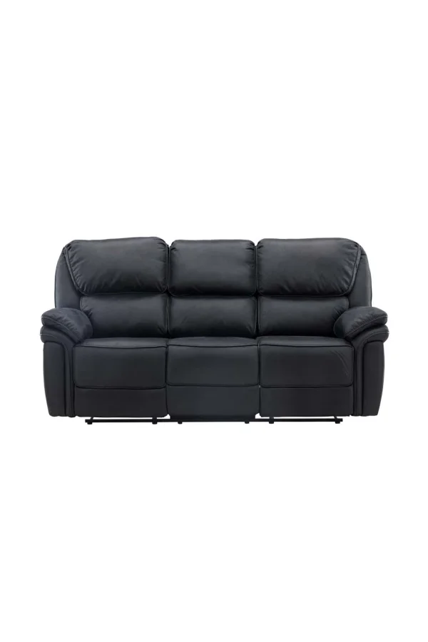 Saranda Sofa 3 Personen, elektrischer Recliner mit Fußstütze schwarz.