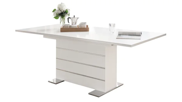 Säulentisch 160 - 200 cm weiß - ausziehbar - MANTOVA