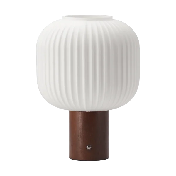 Scandi Living Fair tragbare Tischlampe Frostglas-dunkel gebeizte Esche