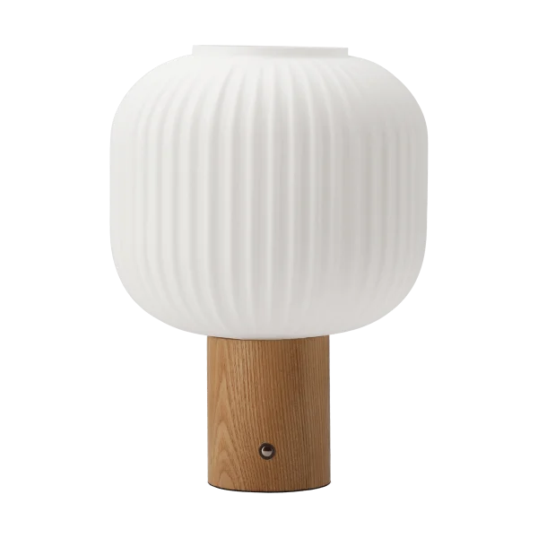 Scandi Living Fair tragbare Tischlampe Frostglas-Esche