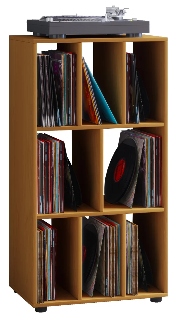 Schaltino Regal retro für LP Platten Rack 8 Regale Buche dekor.