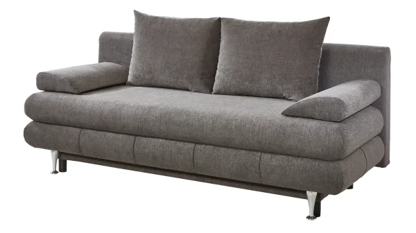 Schlafsofa anthrazit Bettkasten ausziehbar Federkern 196 cm - BENFELD