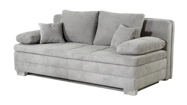 Schlafsofa grau Bettkasten Dauerschläfer Federkern 203 cm - LINDAU