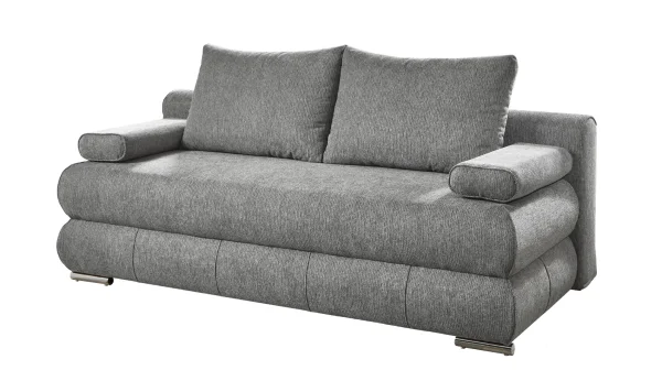 Schlafsofa grau mit Bettkasten Federkern 199 cm - BORNA