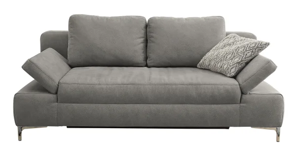 Schlafsofa grau mit Bettkasten Federkern 200 cm - JANO